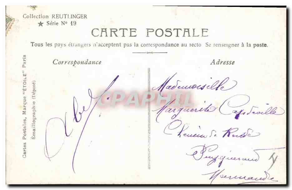 CPA Bijoux Femme Farrar — Verso