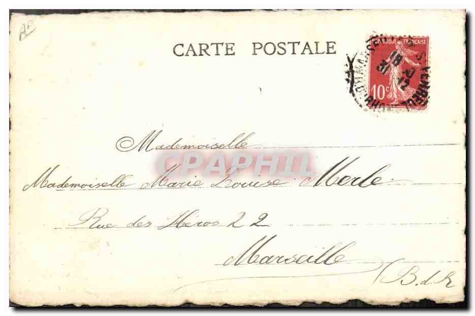 Femme en robe bleue — carte de vœux 1910 — éditeur non visible — Rückseite