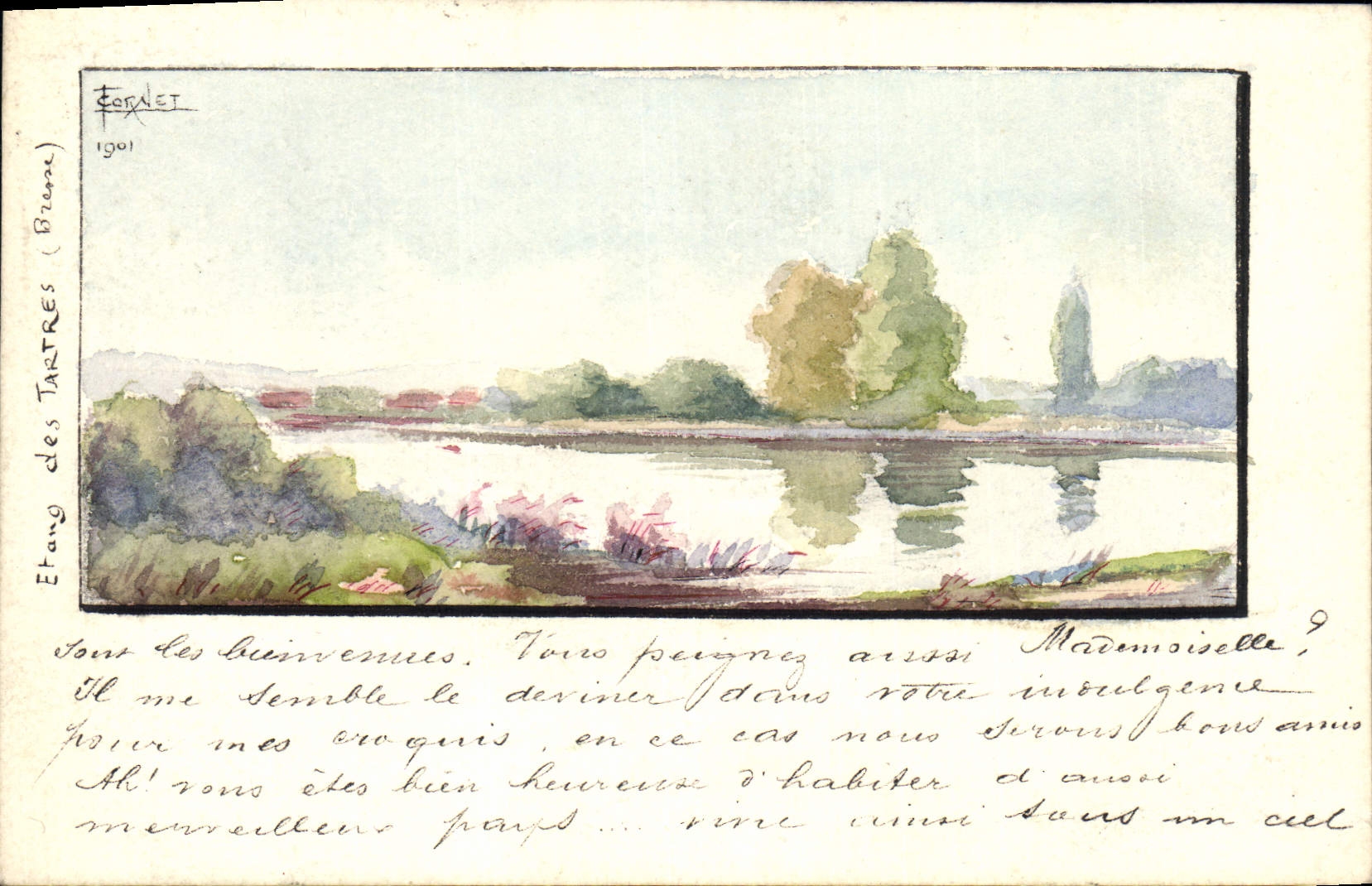 Etang des Tartres (Bresse) — paysage aquatique — Fognet, 1901