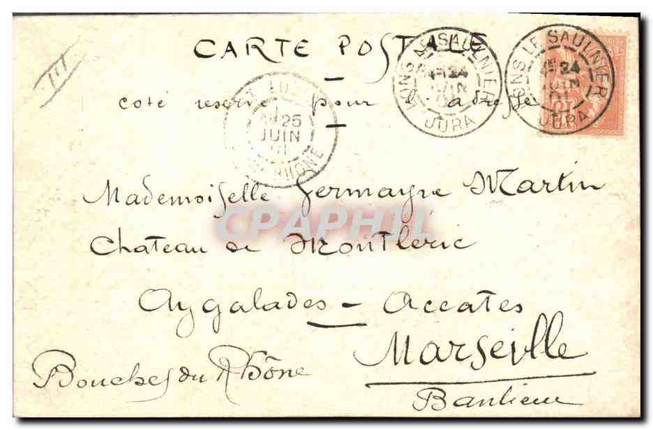 Etang des Tartres (Bresse) — paysage aquatique — Fognet, 1901 — Verso