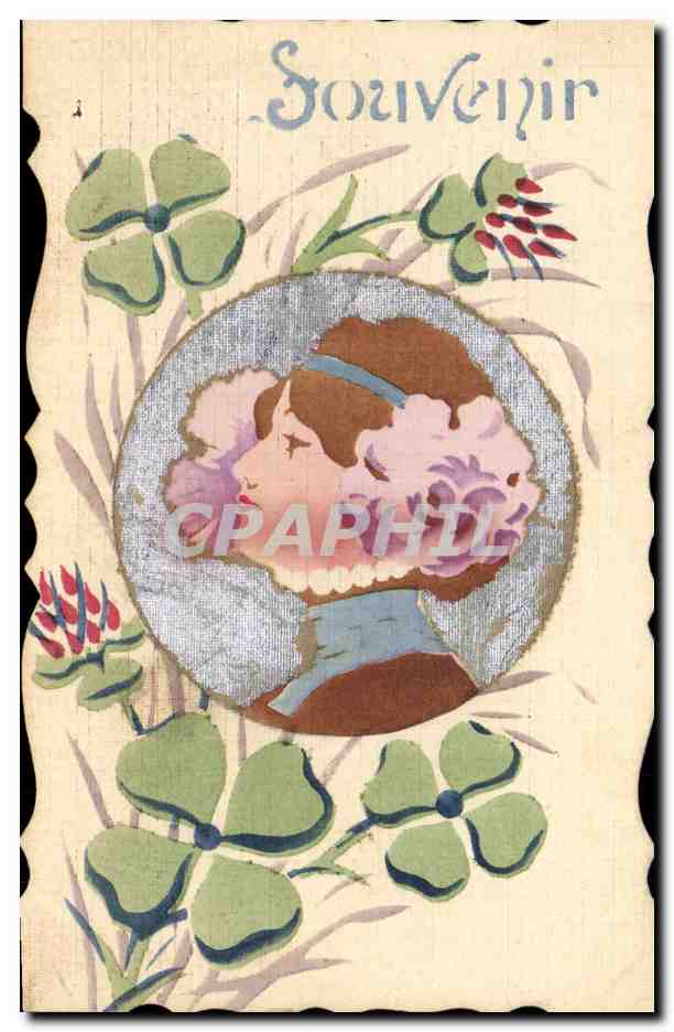 Jeune femme en buste — Souvenir — Carte postale