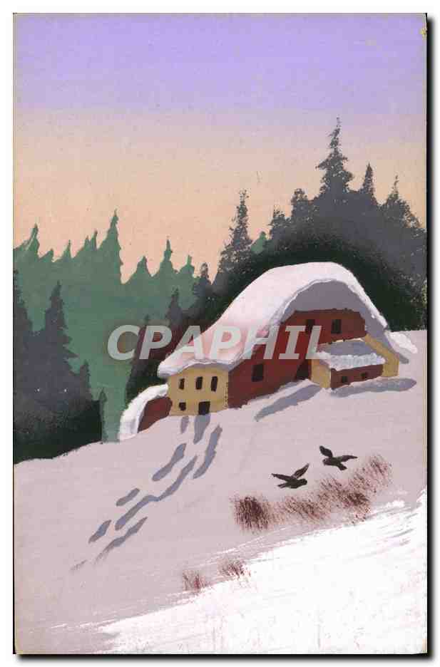 Château enneigé — paysage hivernal — éditeur non visible, n° de série 7
