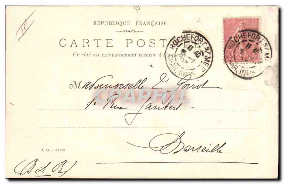 Femme avec lanterne et chien — illustration — éditeur inconnu — Back