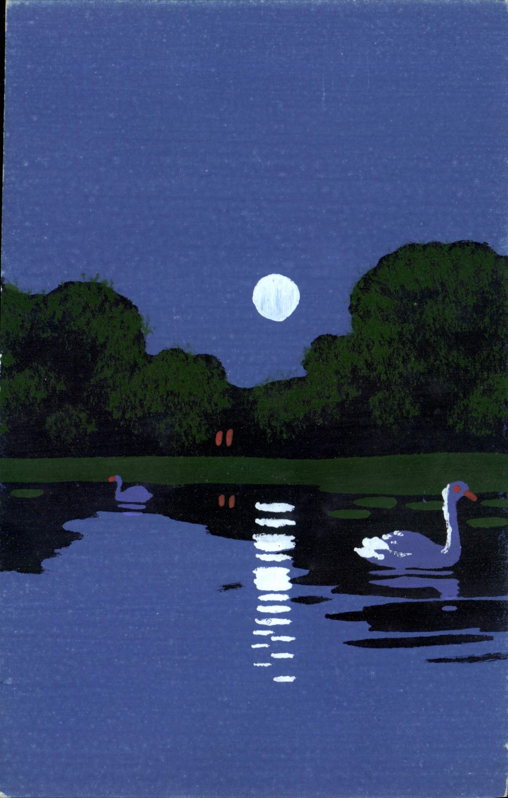 CPA Fantaisie (dessin a la main) Cygne