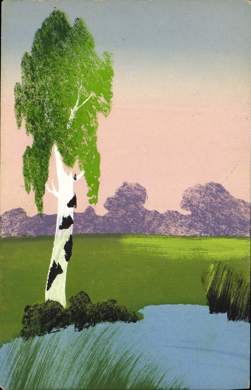 Arbre de bouleau — paysage de campagne — CPAPHIL Nr. 19