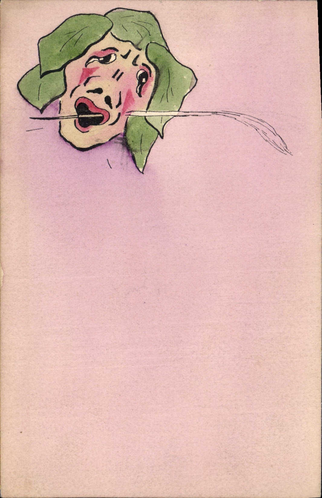 Visage de comédien en feuille de salade — illustration humoristique — éditeur non visible