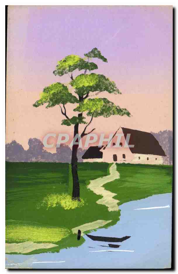 CPA Fantaisie (dessin a la main) Chaumiere