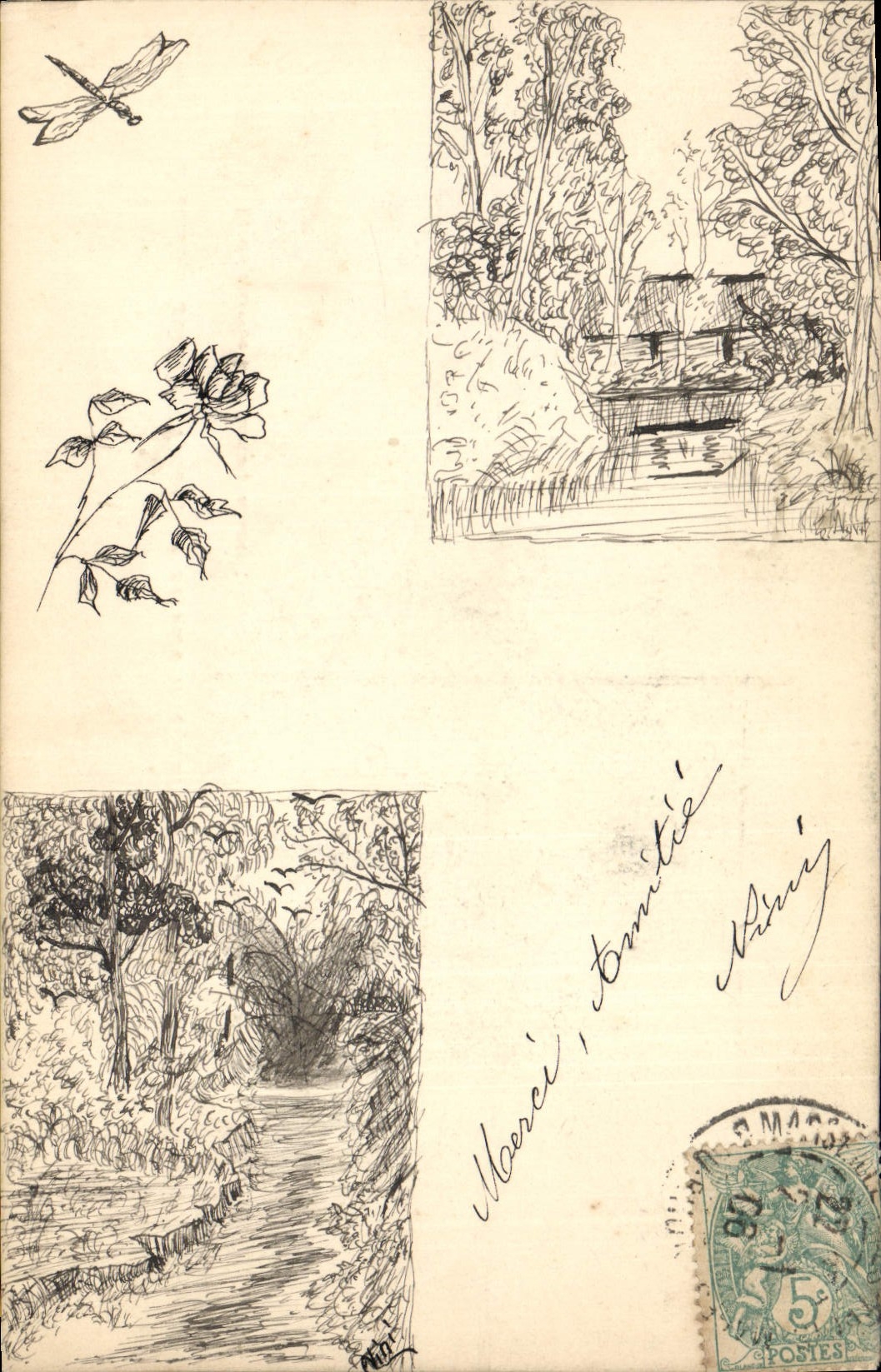 Scènes de nature — dessins au crayon — éditeur inconnu
