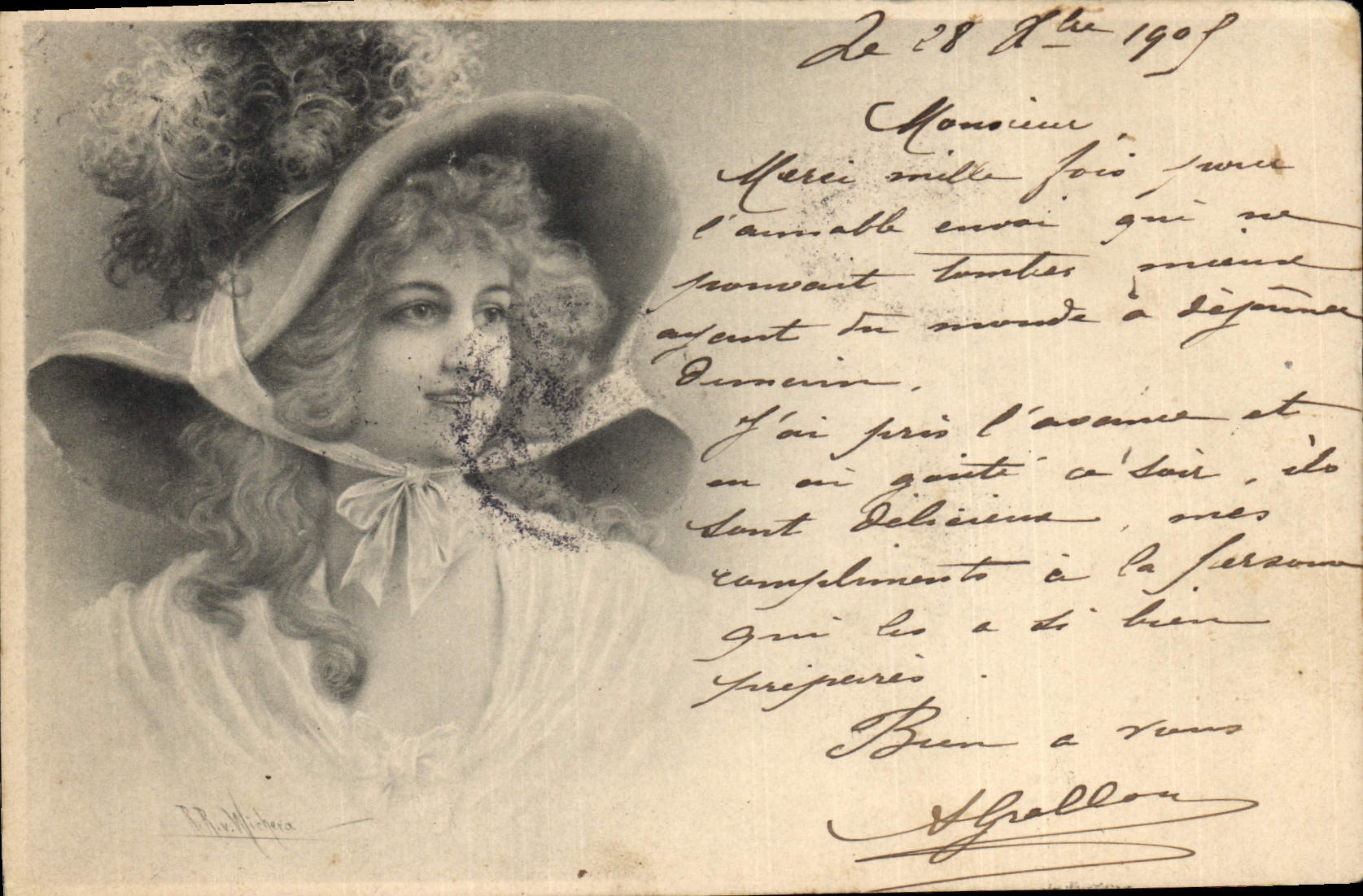 Jeune femme en chapeau — éditeur M. M. Vienne, n° 112