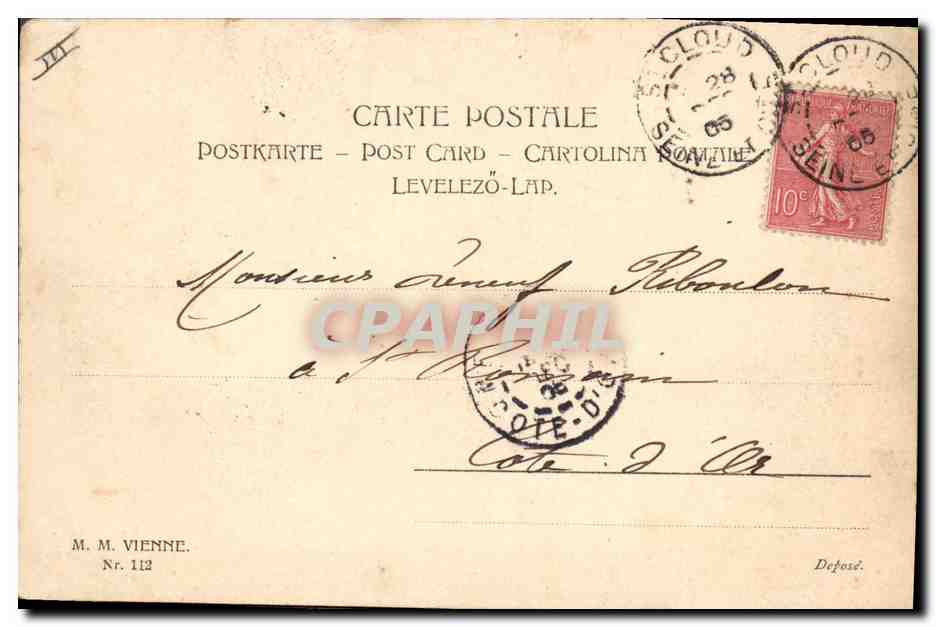 Jeune femme en chapeau — éditeur M. M. Vienne, n° 112 — Back