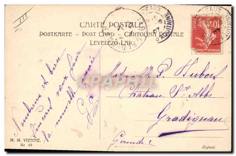 Glisseurs sur glace — Éditeur M. M. Vienne, n° 89 — Verso