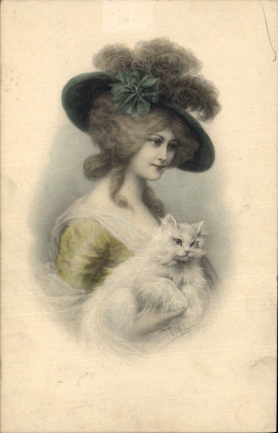 Femme avec chat — illustration — M. M. Vienne, n° 569