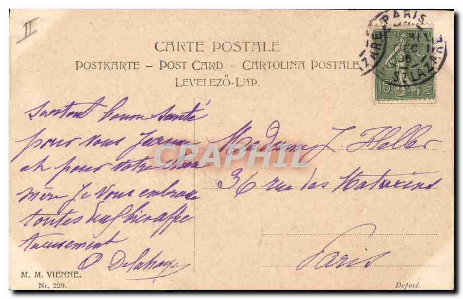 Jeune femme — portrait dans cadre ovale — houx — éditeur M. M. Vienne, n° 229 — Rückseite