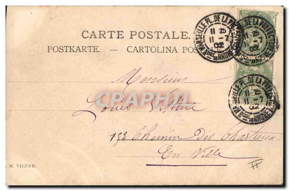 Jeune fille à laquelle vous avez conquis tout son cœur — Marseille, 1902 — Éditeur non identifié — Verso
