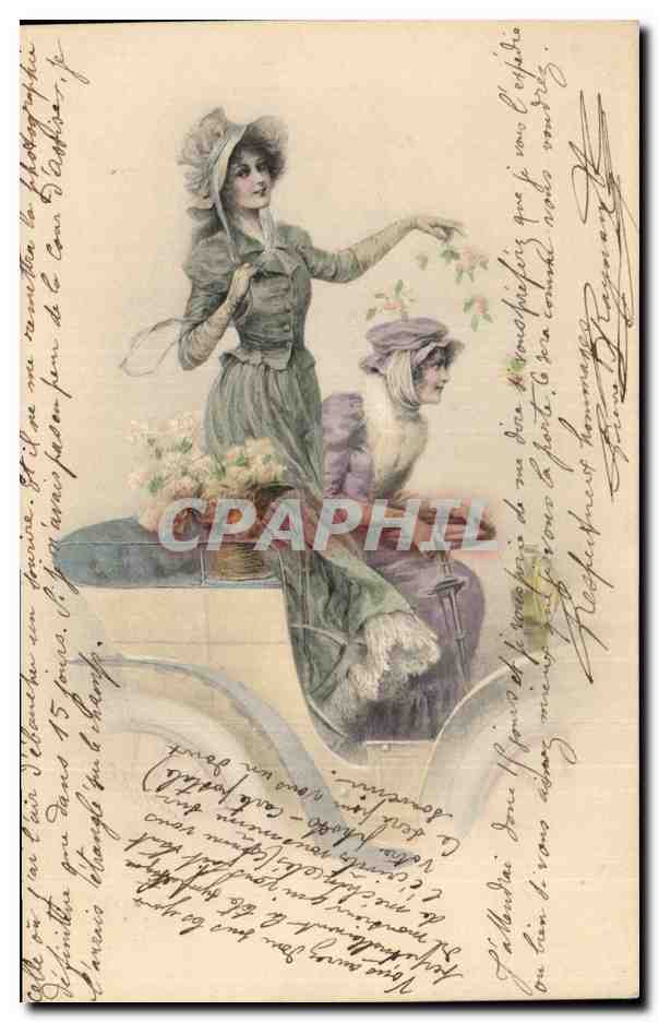 Deux femmes dans un jardin — illustration — M. M. Vienne, n° 240