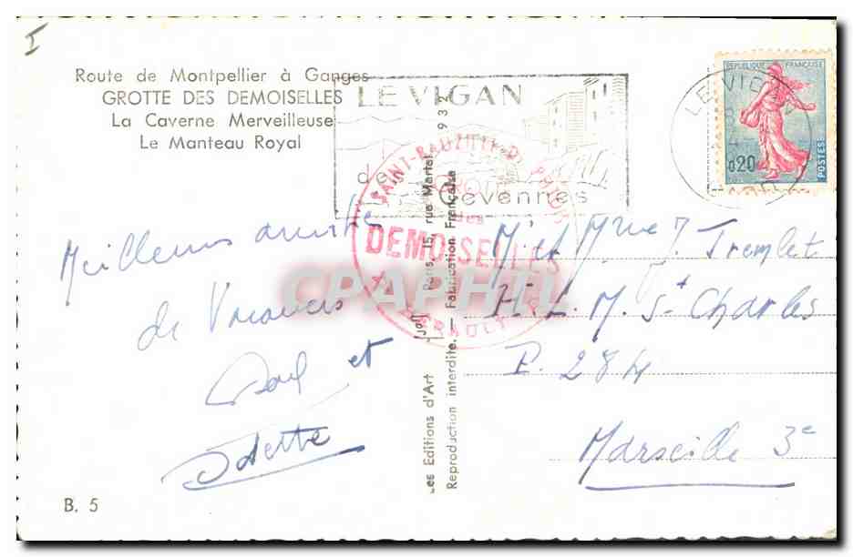 Grotte des Demoiselles — La Caverne Merveilleuse — Éditions d'Art, B. 5 — Reverso