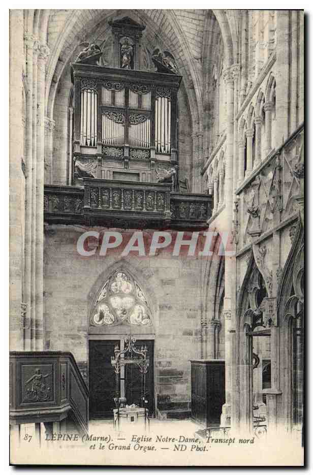 CPA Orgue Lepine Eglise Notre Dame Transept Nord et le grand orgue