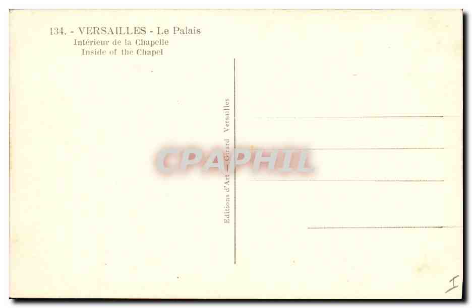 CPA Orgue Versailles Le palais Interieur de la chapelle — Rückseite