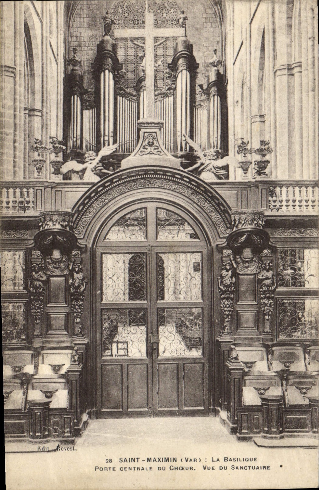 CPA Orgue Saint Maximin La basilique Porte centrale du choeur Vue du sanctuaire