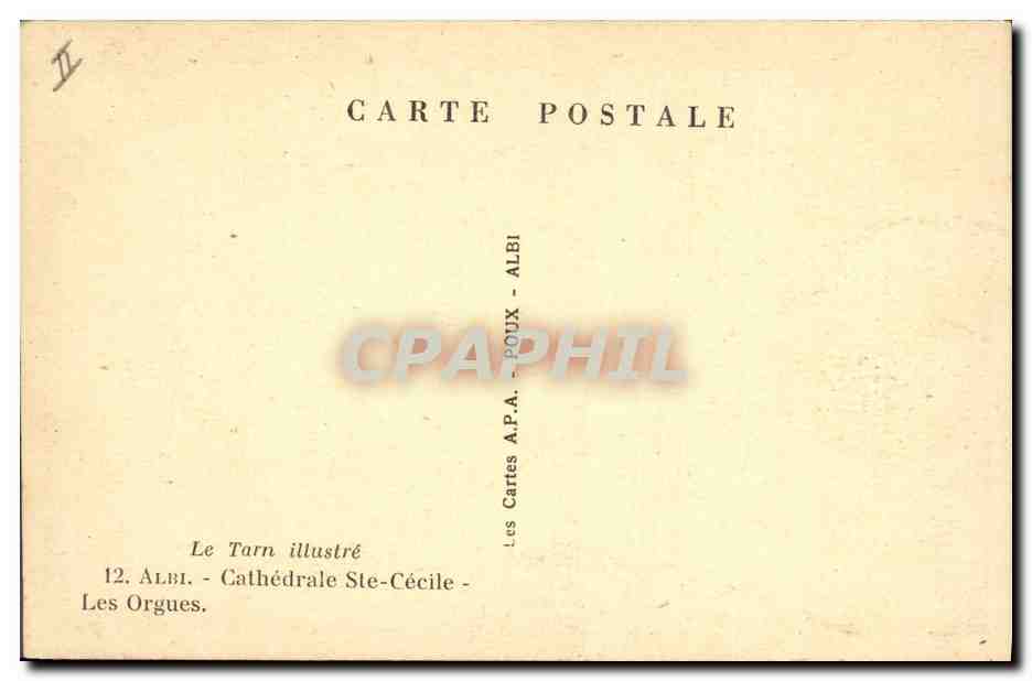 CPA Orgue Albi Cathedrale Ste Cecile Les orgues  — Rückseite