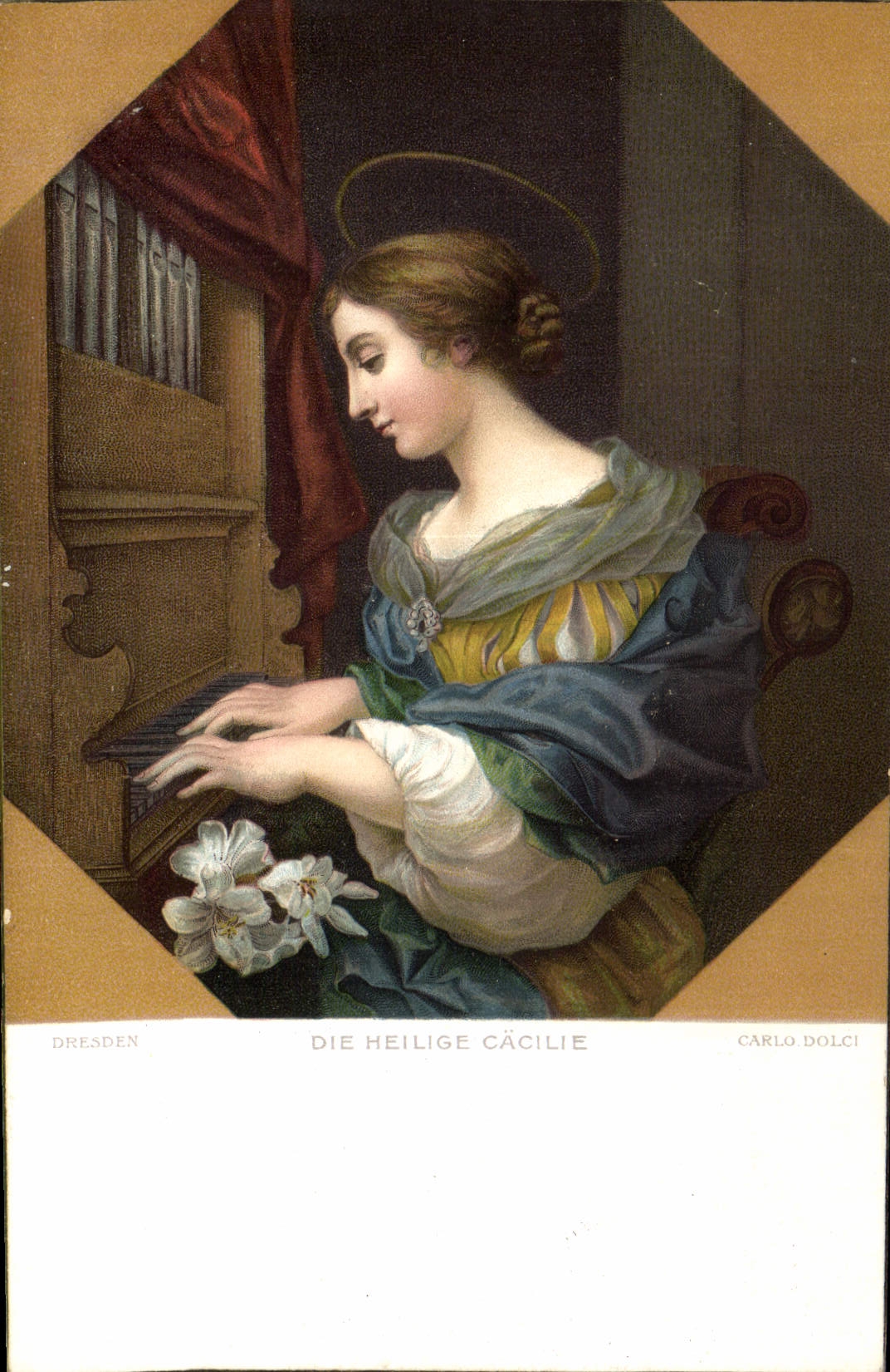 CPA Orgue Dresden Die Heilige Cacilie Carlo Dolci