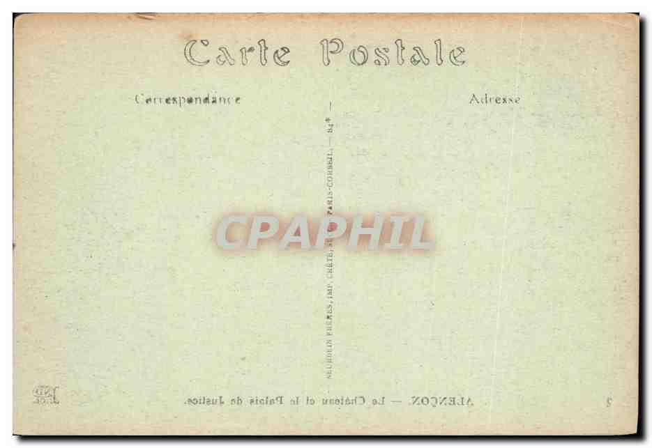 CPA Alencon Le chateau et le Palais de Justice  — Verso