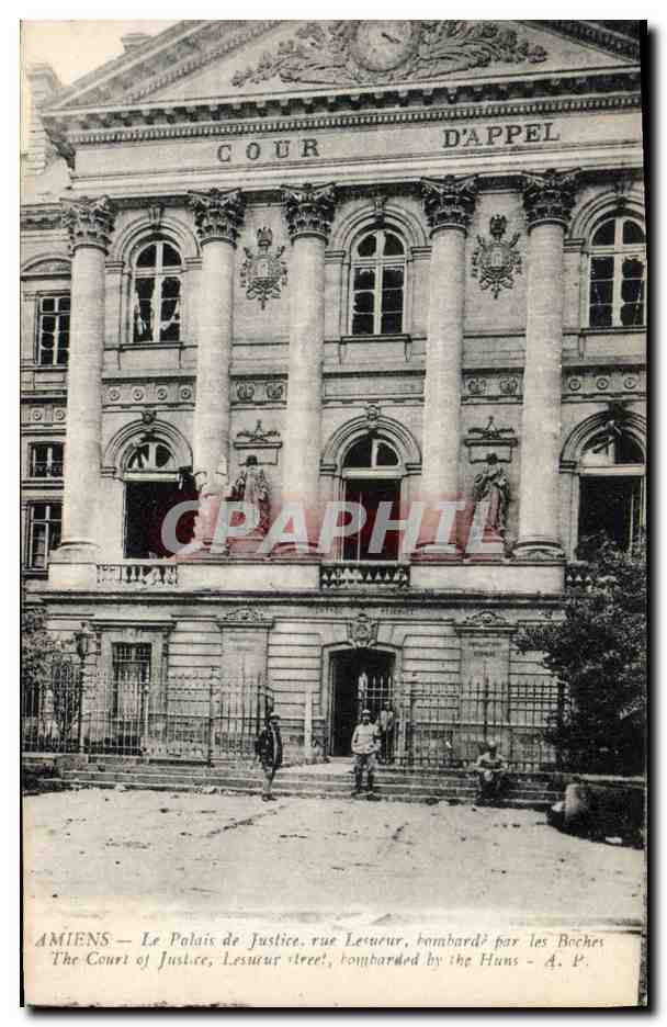 CPA Palais de Justice Rue Lesueur Amiens Militaria