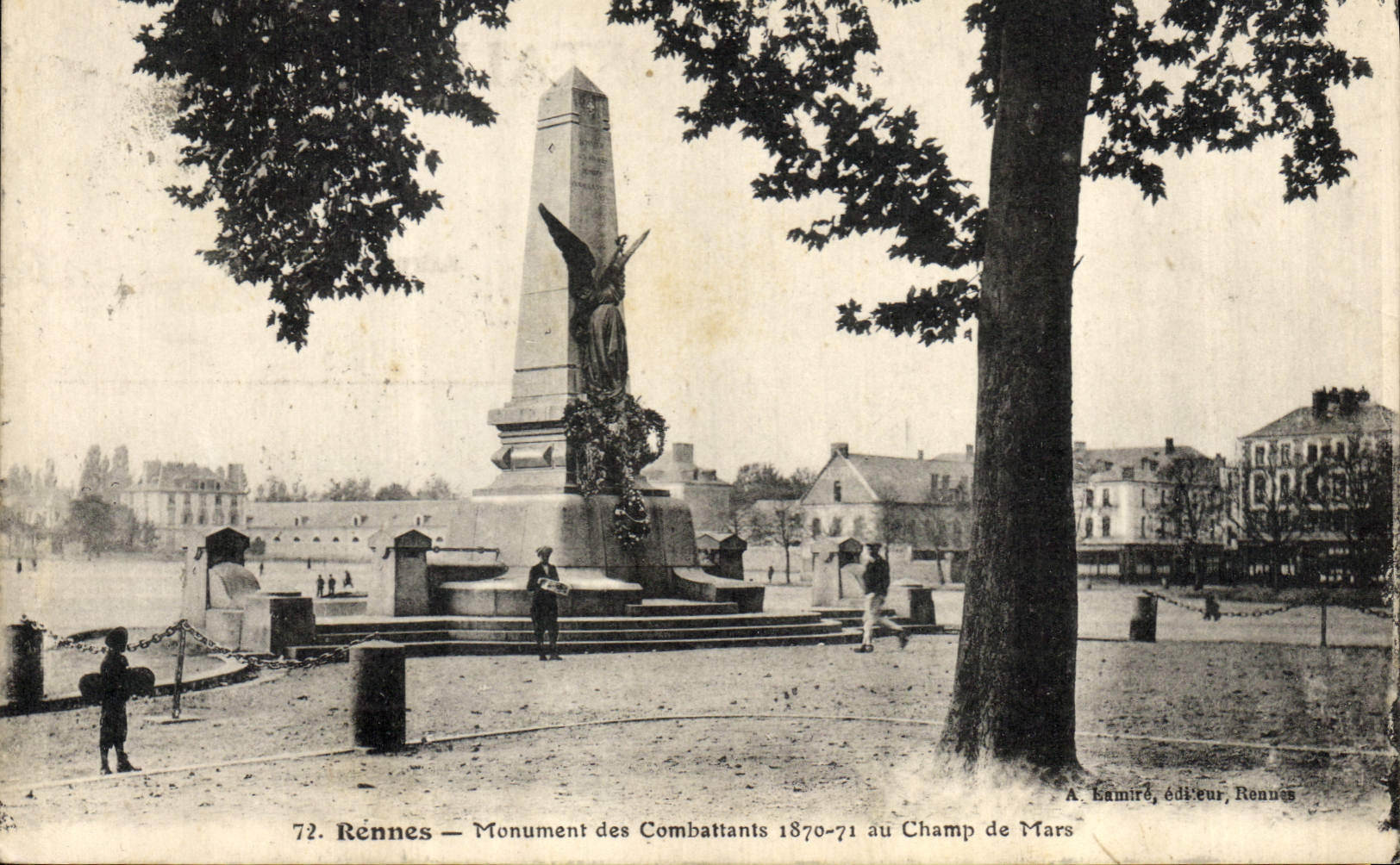 Rennes — Monument des Combattants 1870-71 au Champ de Mars — A. Hamiré, publisher, Rennes