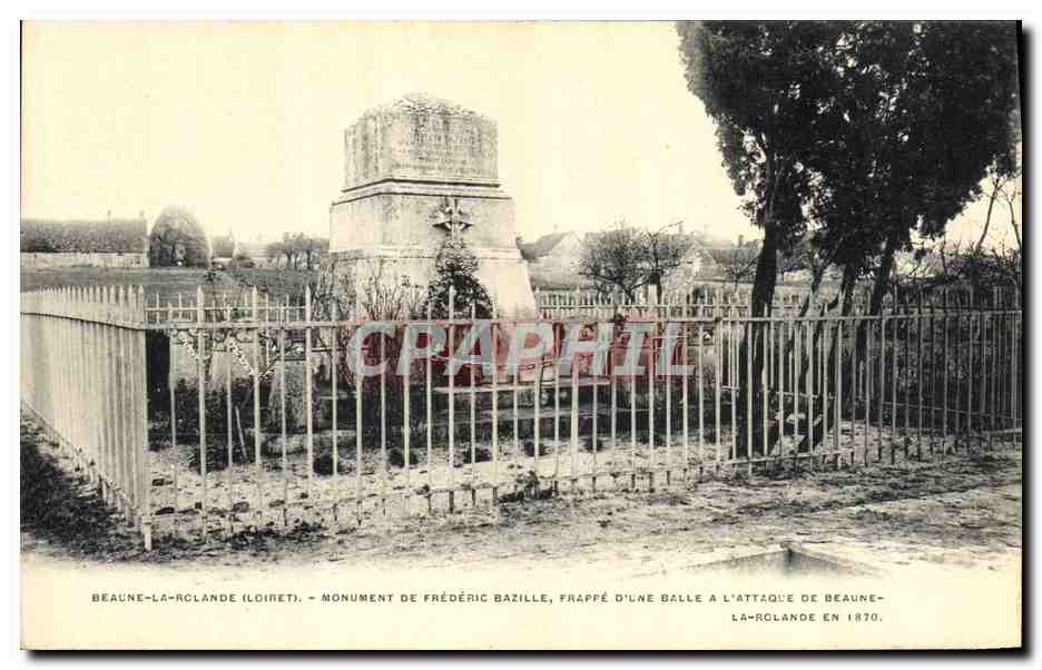 Beaune-la-Rolland (Loiret) — Monument de Frédéric Bazille, frappé d'une balle à l'attaque de Beaune-la-Rolland en 1870 — éditeur Philippe A. Bréger, Paris