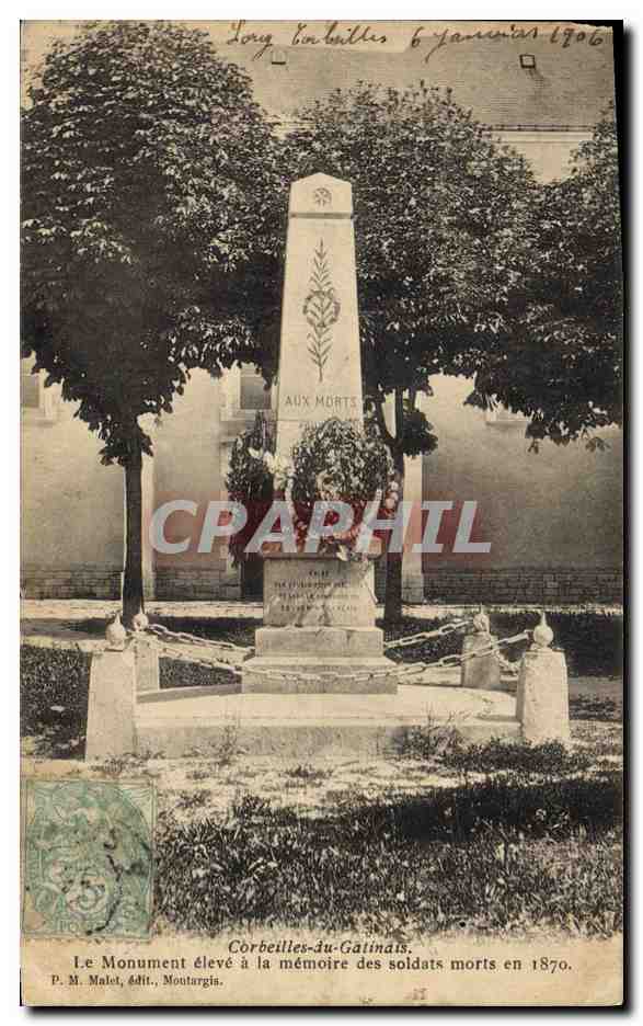 Corbeil-le-Gâtinais — Monument aux morts des soldats de 1870 — P. M. Malot, édit., Montargis