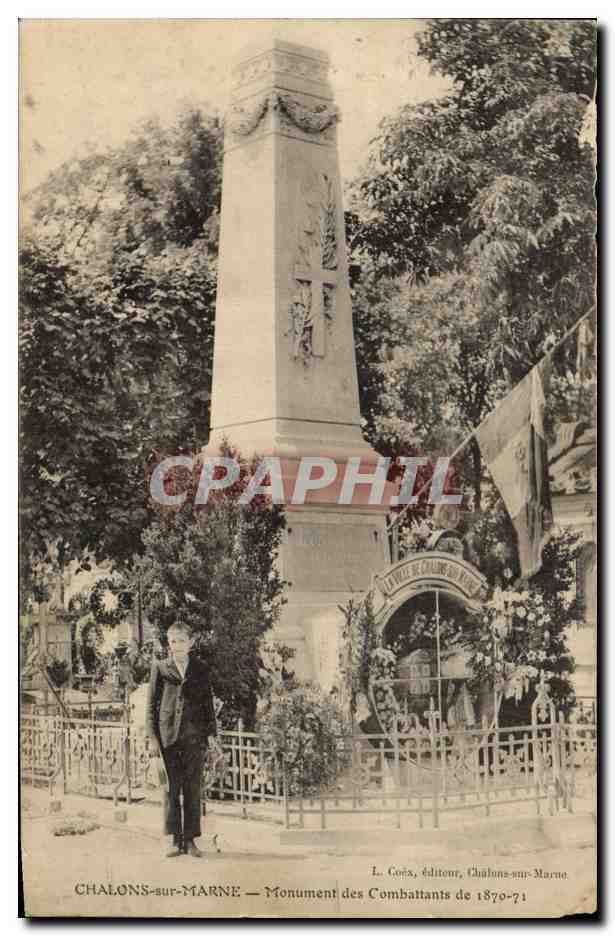 CPA Militaria Guerre de 1870 Chalons sur Marne Monument des Combattants de 1870 1871