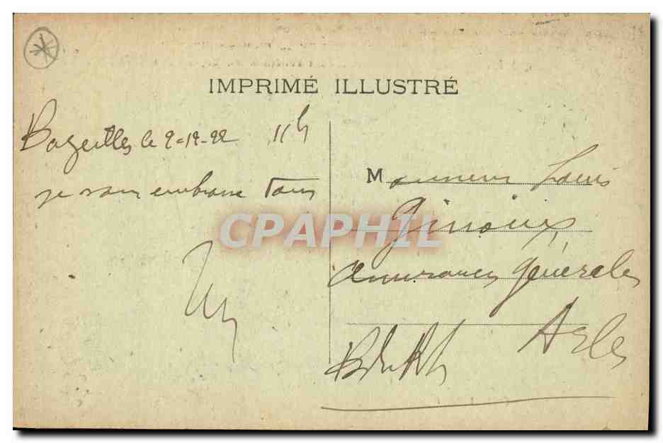 Bazeilles — Château d'Orival — Éditeur Donnet, n°169 — Verso