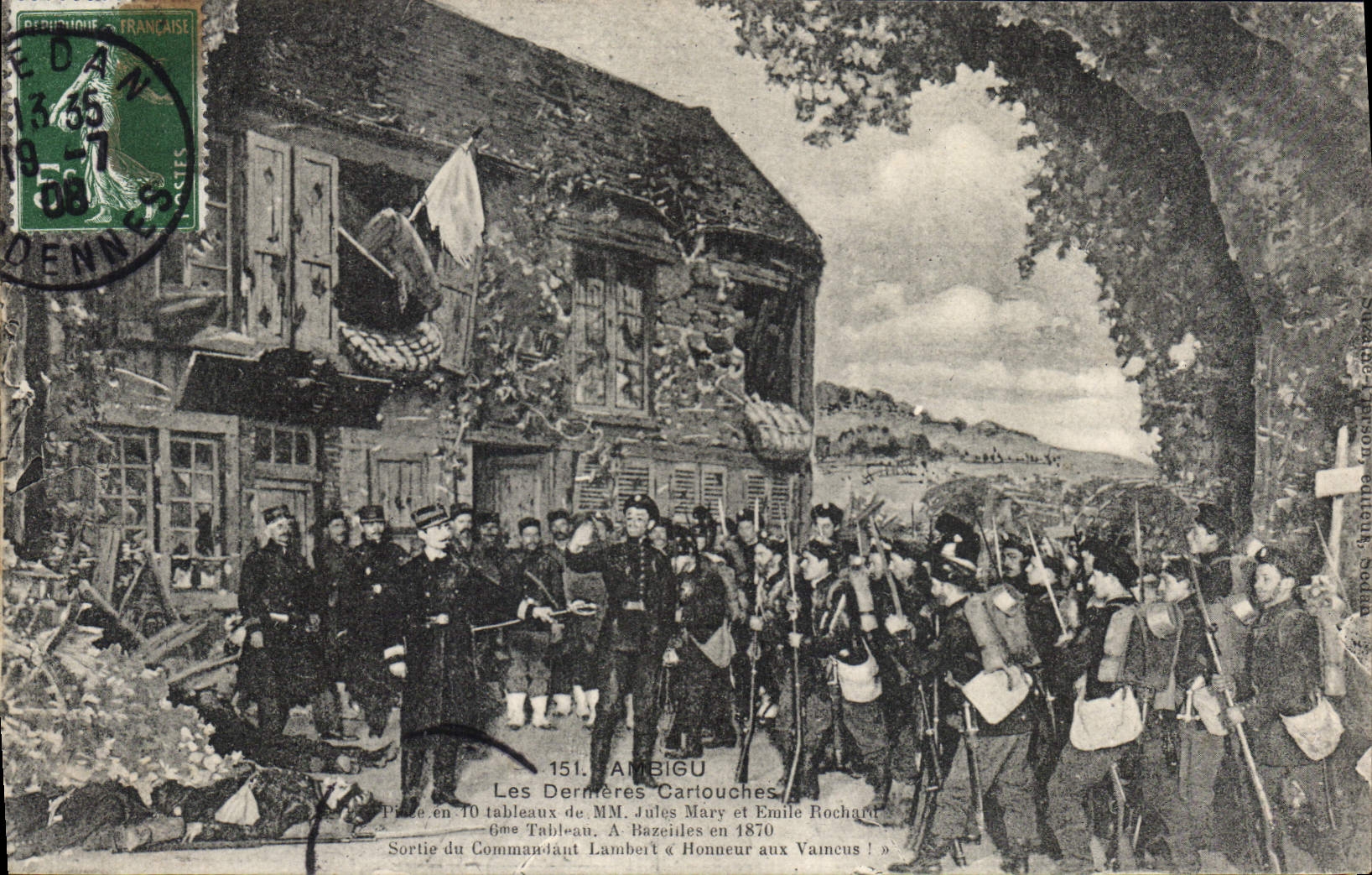 Sortie du Commandant Lambert à l'honneur aux Vaincus — Les Dernières Cartouches — Ambigu