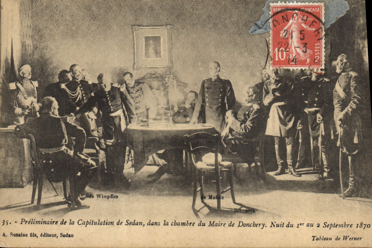 Préliminaire de la Capitulation de Sedan — dans la chambre du Maire de Donchery. Nuit du 1er au 2 Septembre 1870 — A. Suzaine fils, éditeur Sedan, n°35