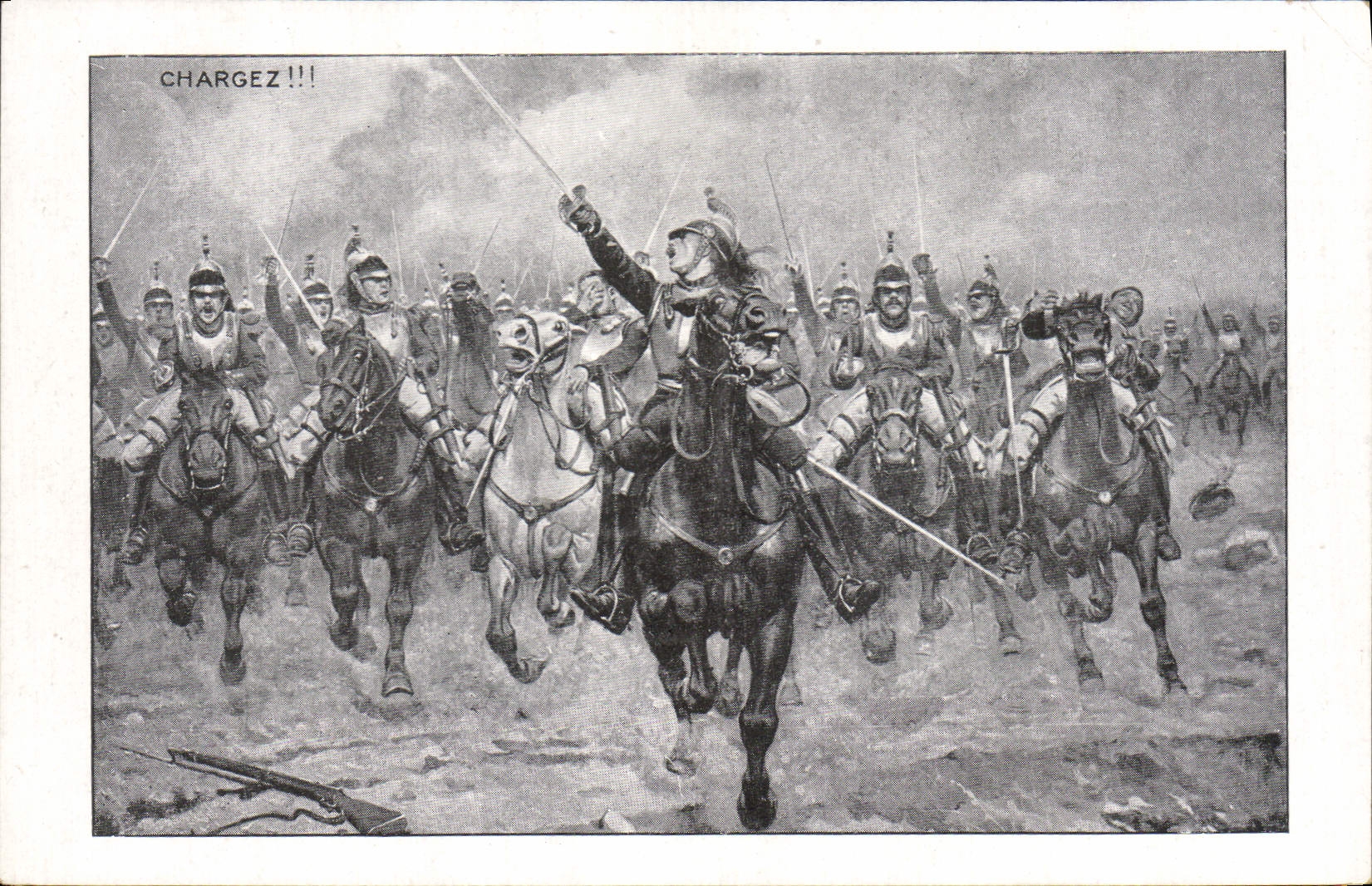 Chargement de cavalerie — illustration militaire — éditeur non visible
