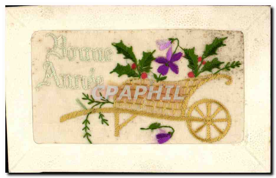 CPA Fantaisie Toilee Fleurs Brouette
