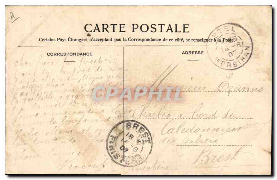 CPA Folklore Une elegante d'Etel  — Verso