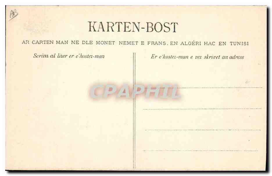 CPA Folklore Un gars de Gourin Morbihan  — Verso