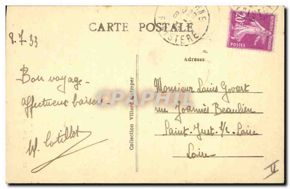 CPA Folklore Jeune fille de Pont L'Abbe Profil de la coiffe  — Verso