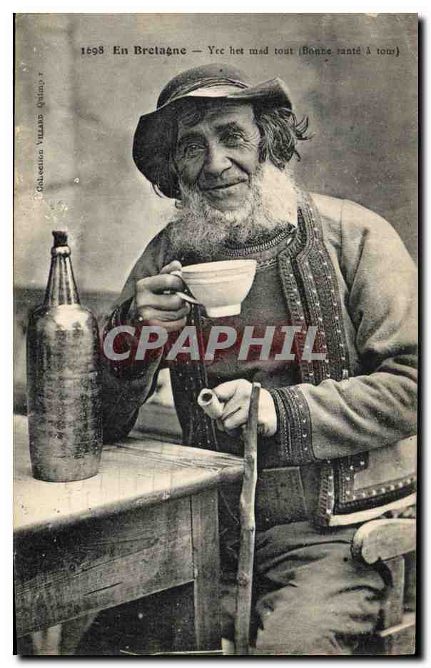 CPA Folklore Bretagne Bonne sante a tous Cidre 