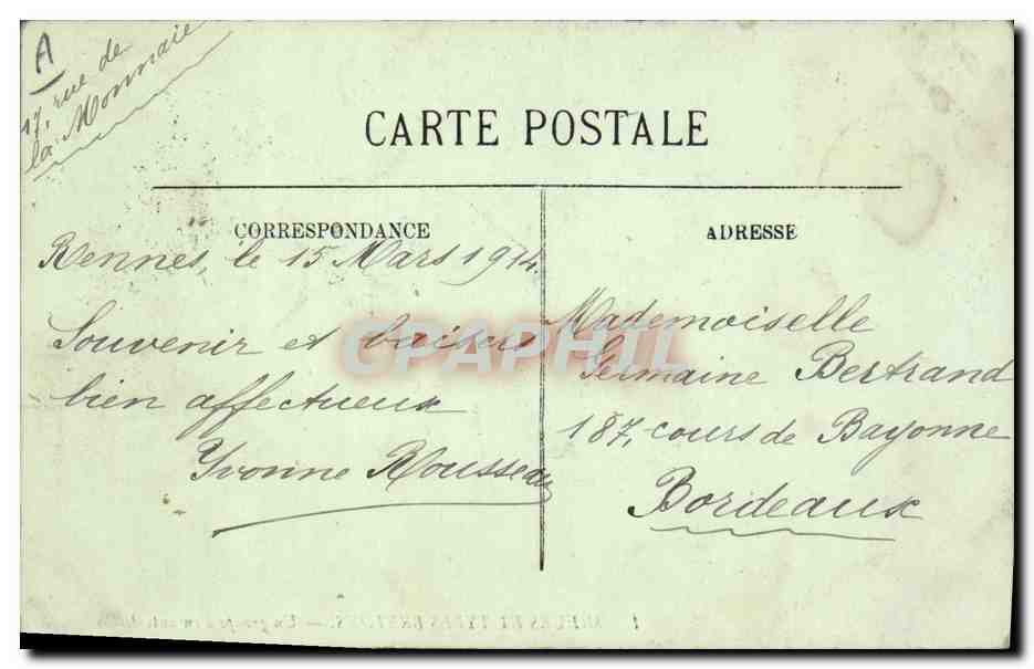 CPA Folklore Un groupe d'enfants de Gourin — Verso