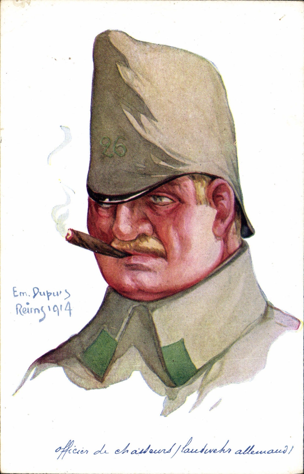 CPA Fantaisie Illustrateur Dupuis Militaria Officier de Chasseurs Landwehr allemand
