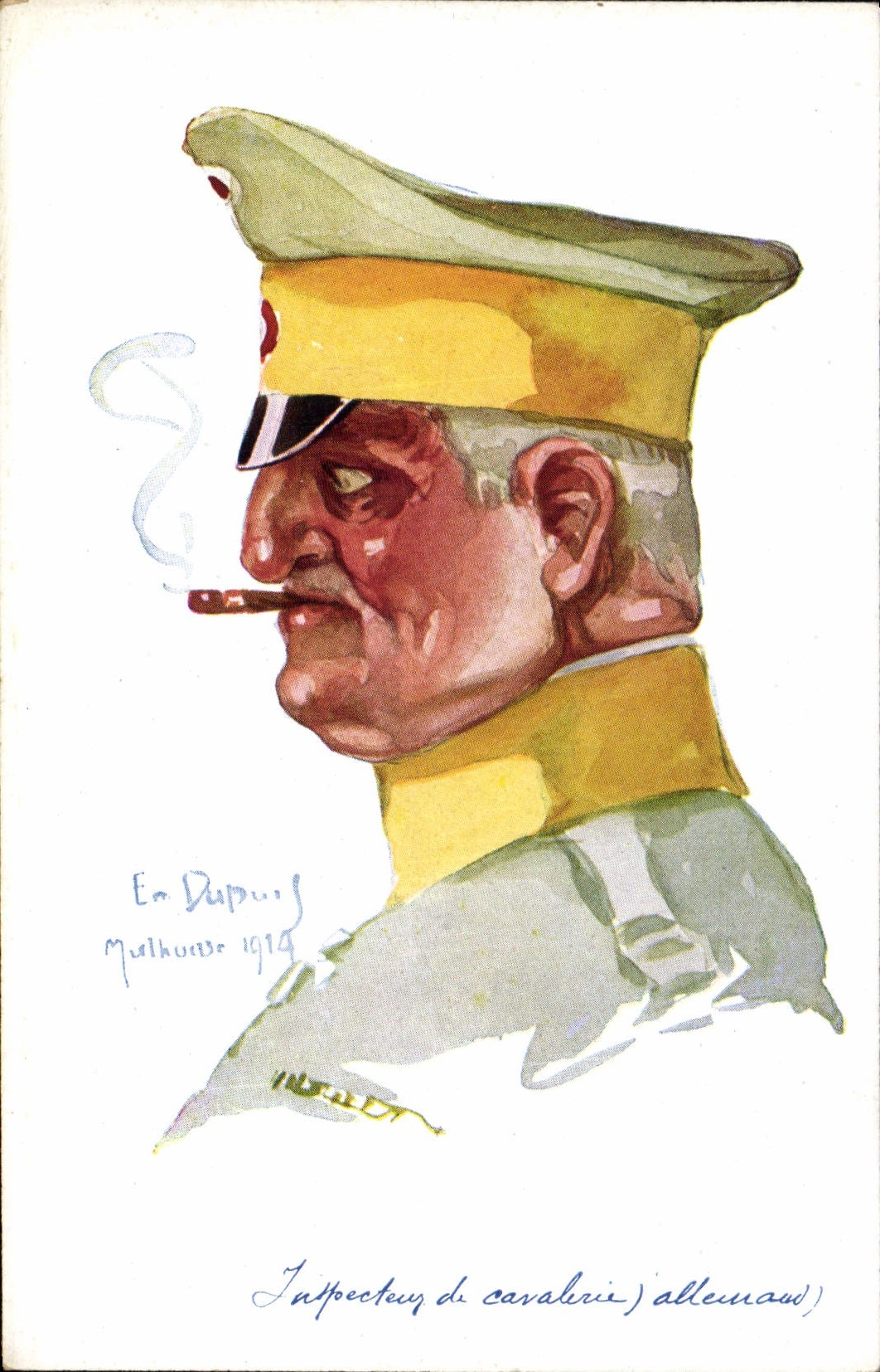 CPA Fantaisie Illustrateur Dupuis Militaria Inspecteur de cavalerie allemand
