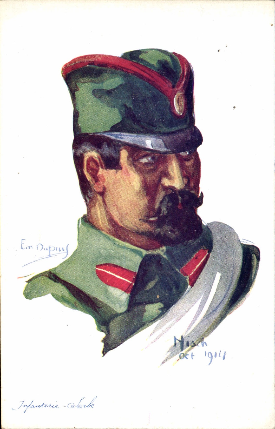 CPA Fantaisie Illustrateur Dupuis Militaria Infanterie Serbe Serbie Serbia