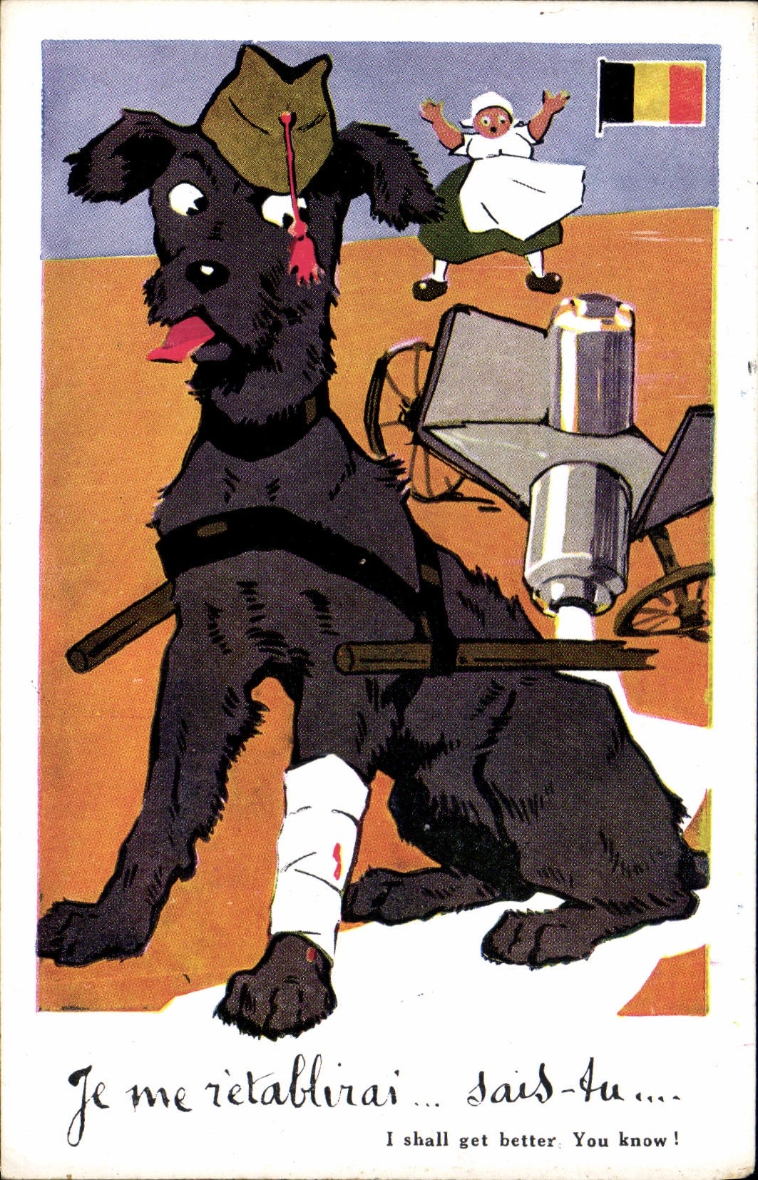 CPA Fantaisie Illustrateur Dupuis Militaria Chien Je me retablirai sais tu Belgique