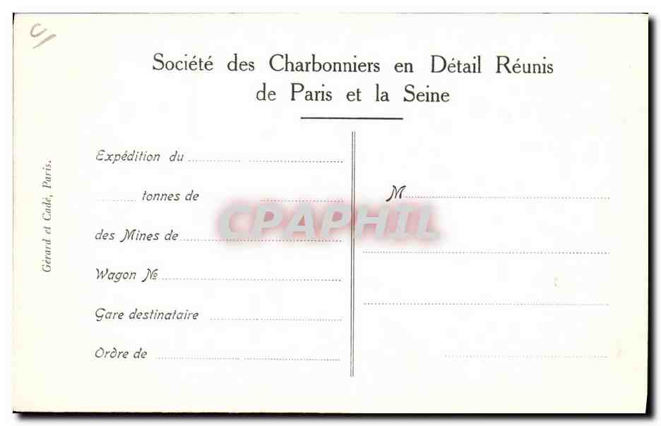 Chantier de la Gare de la Chapelle — Société des Charbonniers Réunis — Verso