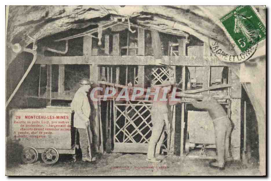 Bergwerk Lucy in Montceau-les-Mines — Arbeits Szene — J. Joubert, Verlag, Nr. 29