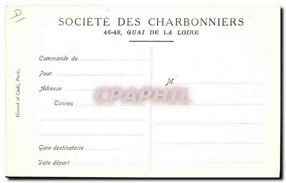 Entladen der Boote — Quai de la Loire — Société des Charbonniers Réunis — Rückseite