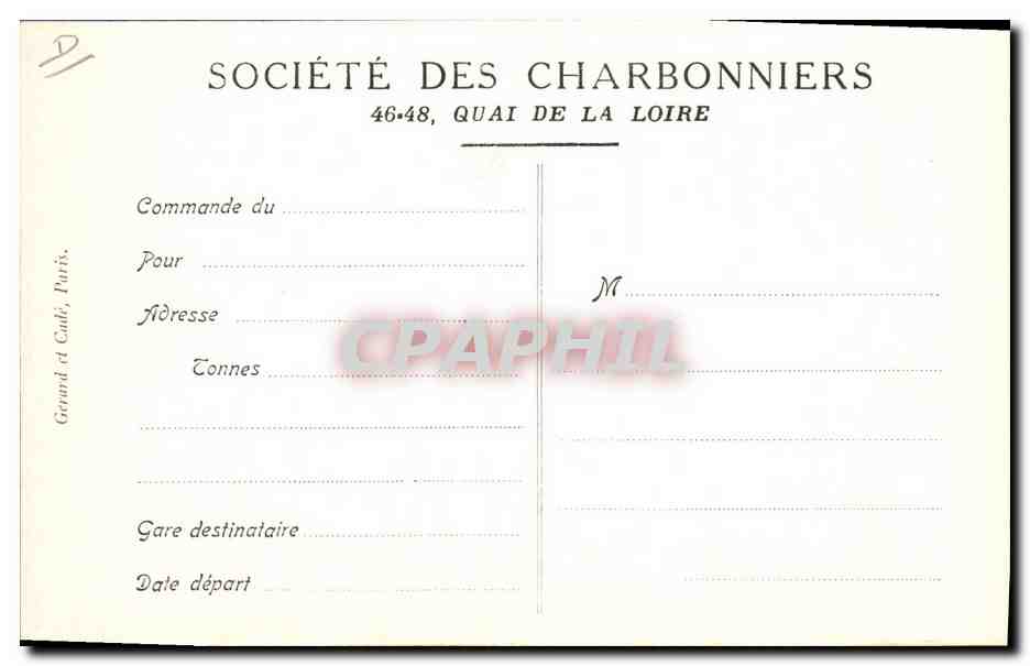 Ladung von Autos am Hafen am Quai de la Loire — Société des Charbonniers Réunis — Rückseite