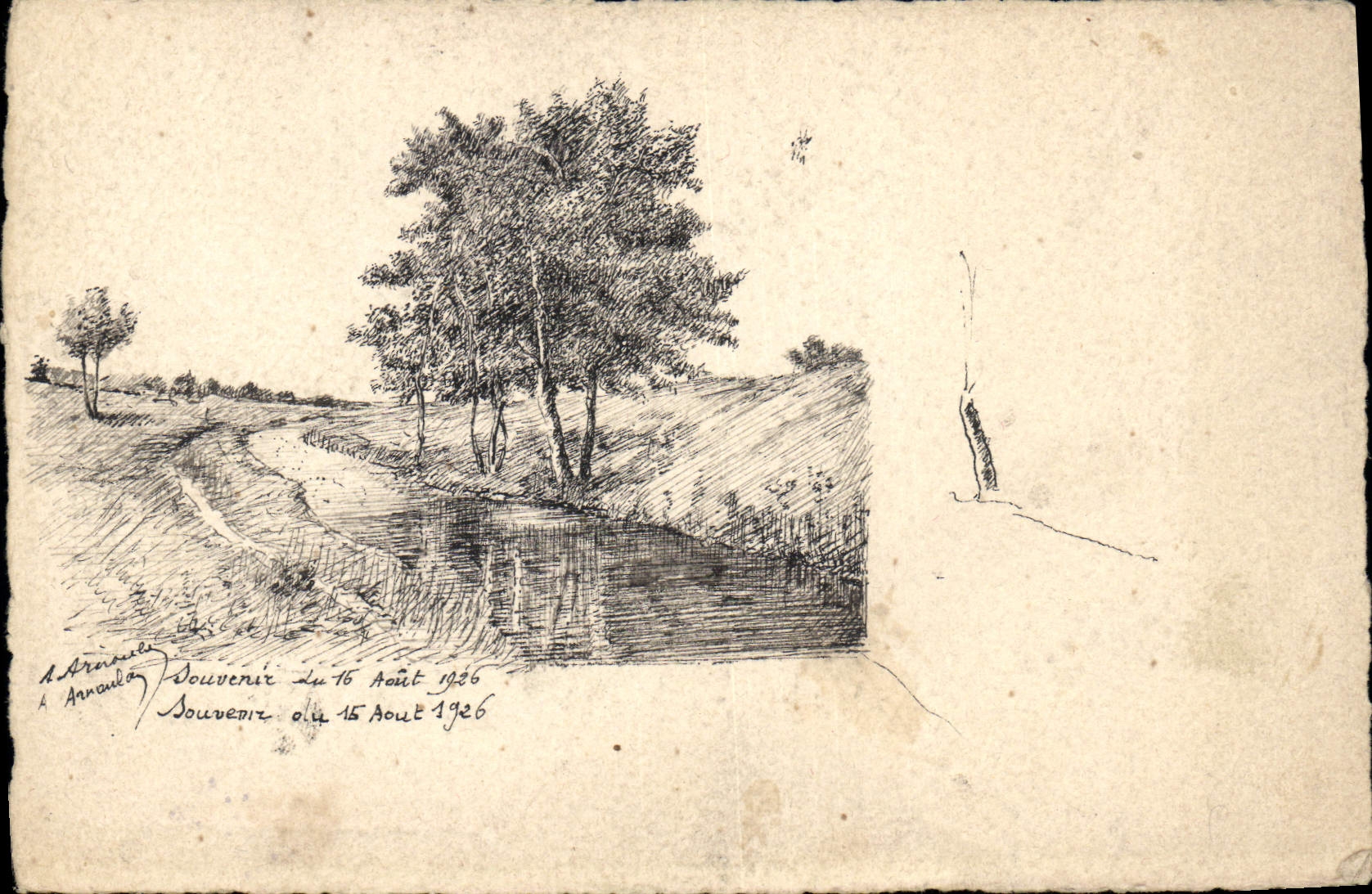 Aranoula — Souvenir du 15 Août 1926 — Aquarelle Canson n°28